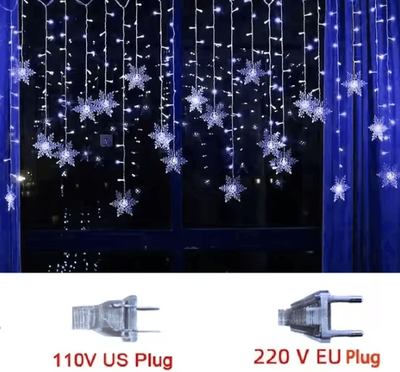 Inspire Curations Snowflake LED Curtain Lights With 8 Flashing Modes blue 220v Eu Plug
