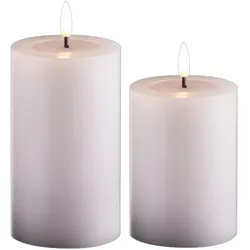 Novaliv, LED Kerzen, 2er Set Led Kerzen flackernde Flamme mit Echtwachspiegel weiss 7,5cm ø 1x 12,5 cm, 1x10 cm Höhe, LED (2x)