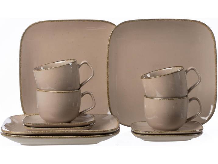 Kaffeeservice RITZENHOFF & BREKER Geschirr-Set, Service CASA , braun (nougat), 12 Stk., Porzellan, Geschirr-Sets, Kaffeeservice, 12 Teile, für 4 Personen