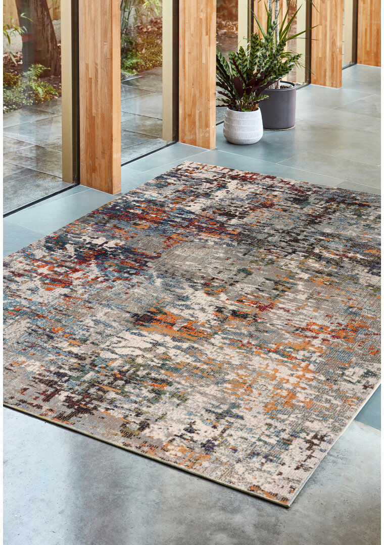 Borough Wharf Antebi Abstract Grey Area Rug Grey Rectangle 200 x 300 cm