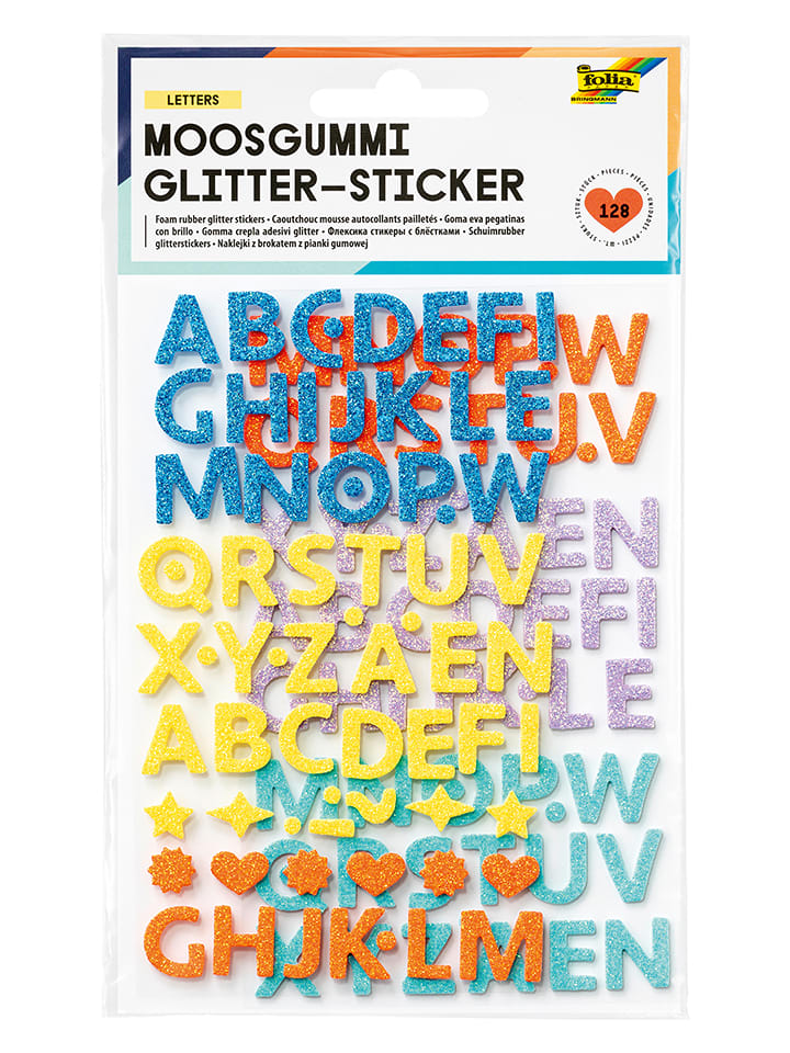 folia PAPER Moosgummi-Glitter-Sticker "Letters" in Bunt - ab 5 Jahren - onesize