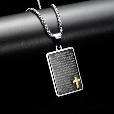 Bible Verse Cross Tag Pendant For Men, Heavy Duty Stainless Steel Necklaces Bible Verse Cross Tag Pendant For Men, Heavy Duty Stainless Steel Necklaces