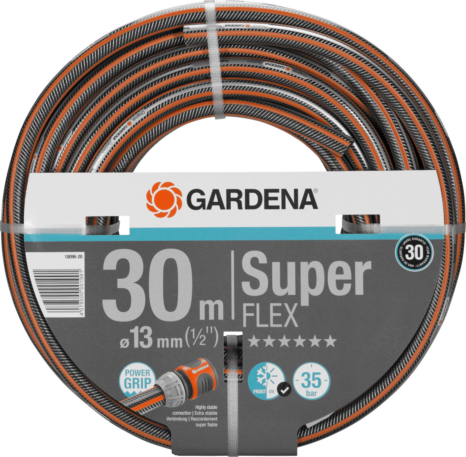 Gardena Premium SuperFLEX Tuinslang, 30 meter, grijs/oranje