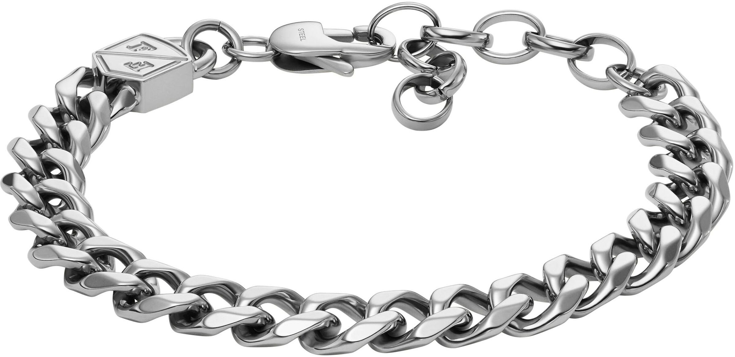Edelstahlarmband FOSSIL "Schmuck Geschenk Edelstahl JEWELRY BOLD CHAINS", silber (edelstahlfarben), Armbänder, Damen, Edelstahl, Edelstahlarmband