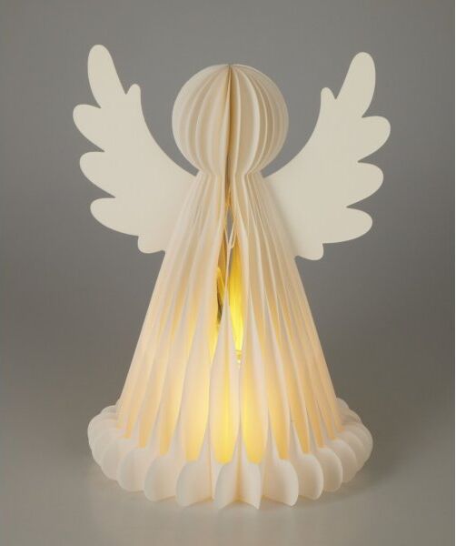 Koopman Engel I Papir M. Led, 38cm, Hvid