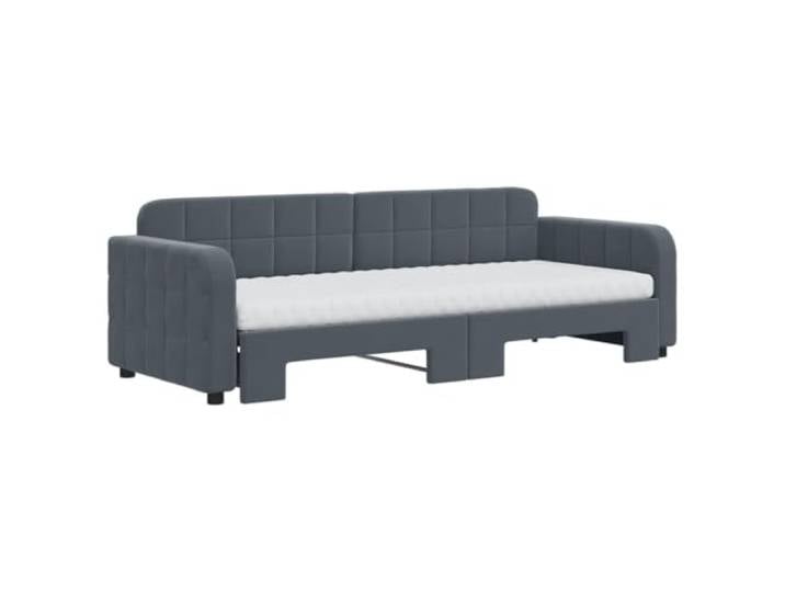 KTHLBRH Ausziehbares Schlafsofa Dunkelgrau Samt 80 x 200 cm 2 Schaumstoffmatratzen, Gestell aus Holz und Metall, 2 in 1 Schlafsofa