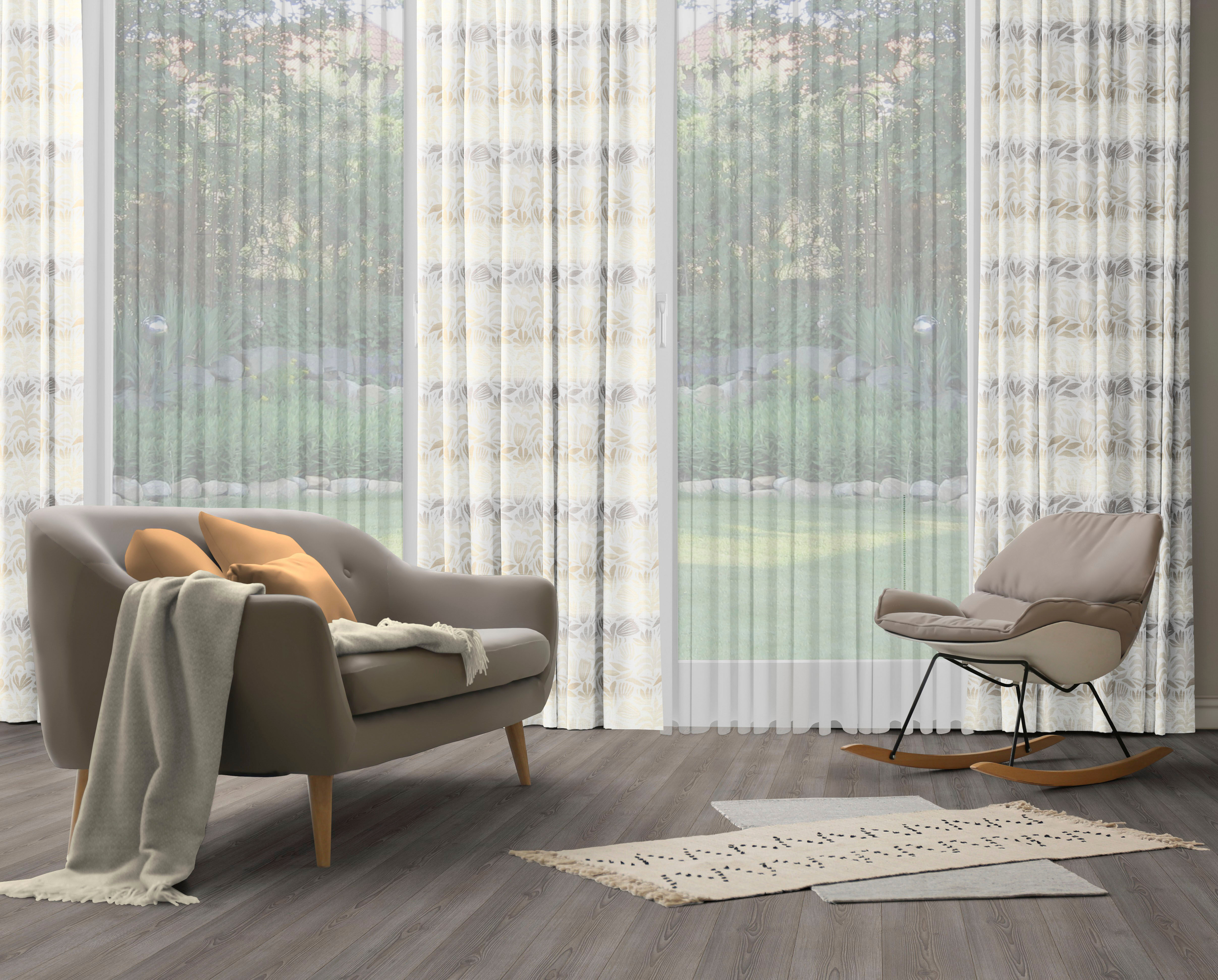 Vorhang WIRTH "Kairo" Gr. 5, beige (natur), B:132cm H:255cm, Jacquard, Baumwolle, Polyester, Gardinen, Vorhang natur 255cm, Multifunktionsband, 132cm