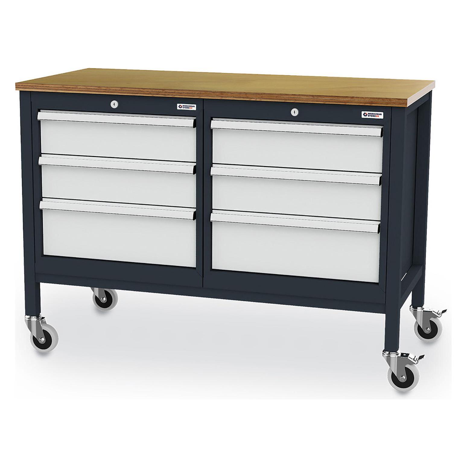 Werkzeugstore24 Mobile Kastenwerkbank B x T x H 1300 x 600 x 960 mm - -100139 (130 cm, 60 cm) (WS24-100139)