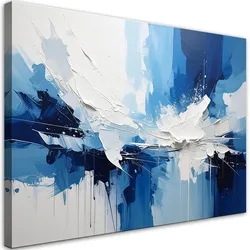 WANDBILD, Blaue Abstraktion mit dynamischen Lichtreflexen