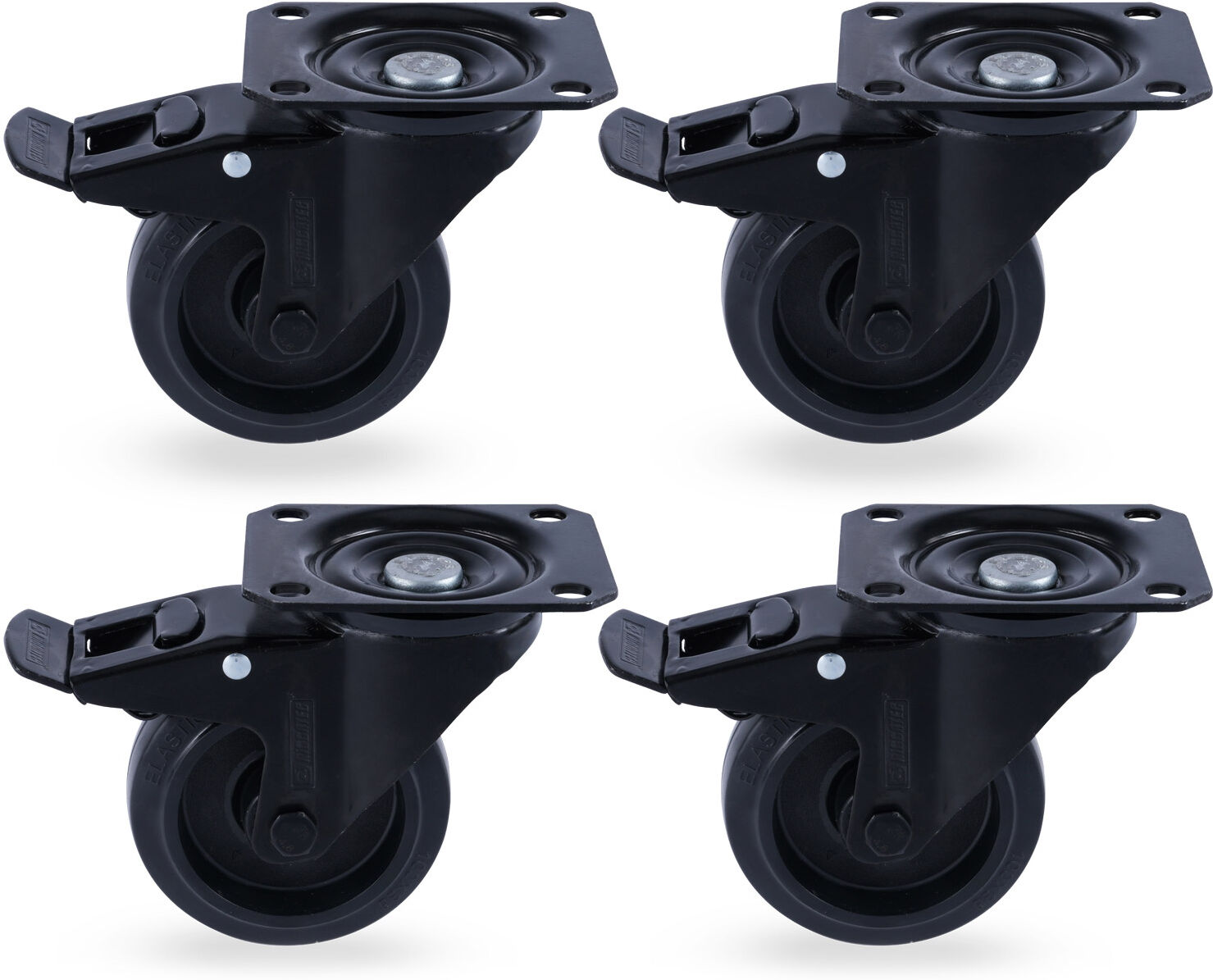 Riggatec Lenkrollensatz 100mm Black Wheel 4x Mit Bremse