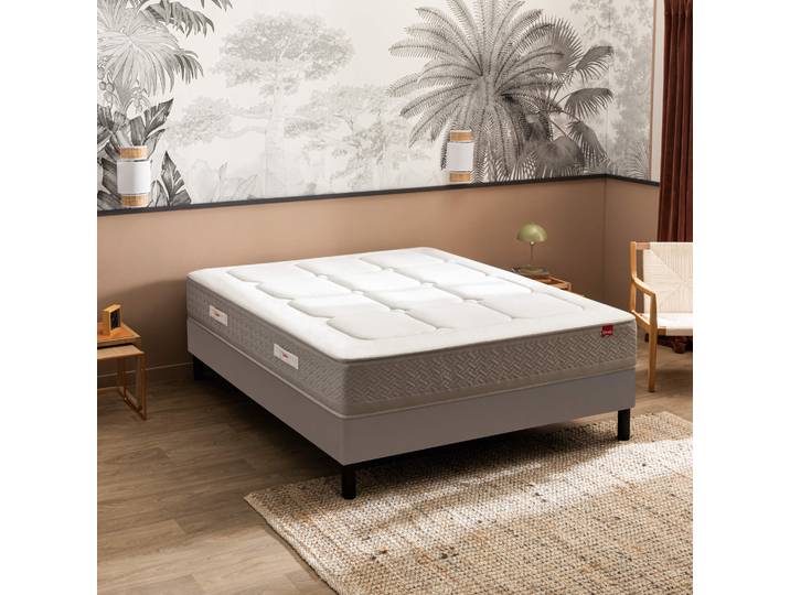 Ensemble sommier et matelas 120x190 cm ressorts ensachés et mémoire de forme ferme Epeda Escapade