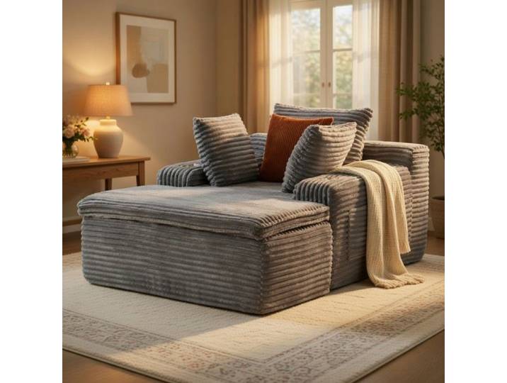 CollaHausse Canapé-Lit Nuage Sans Armature Gris Méridienne 3 Coussins et Couverture