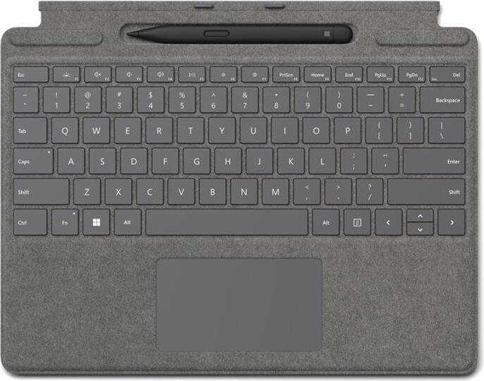 Microsoft Surface Pro Signature Keyboard w/ Slim Pen 2, QWERTY, Touchpad, Microsoft, Surface Pro 10 Surface Pro 9 Surface Pro 8 Surface Pro X, Platin, Alcantara