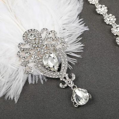 Schwarzes Stirnband mit Federn und Strass im Stil der 1920er-Jahre im Gatsby-Stil für Damen – Accessoire im Vintage-Flapper-Stil für Kostümpartys, Hochzeiten und Veranstaltungen im Retro-Stil
