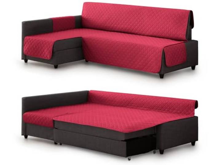 Milica Housse rembourrée Compatible avec Le canapé d’Angle-lit Friheten de IKEA Protection élégante et Lavable Adaptée à méridienne Gauche ou Droite Fabriquée en Europe Couleur : Rouge