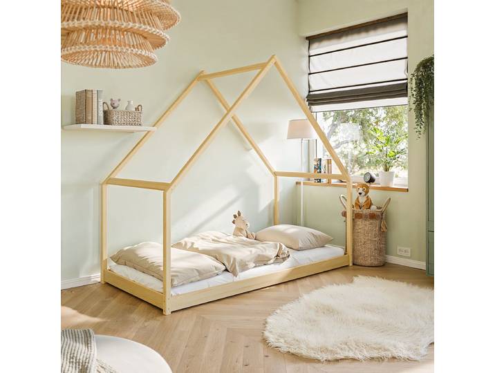 Lit Cabane 90x200 Sommier Inclus Louisa Bois