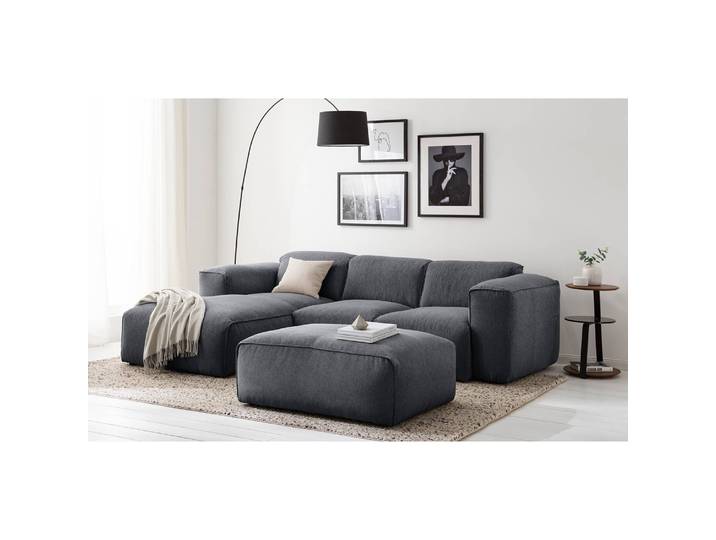 Repose-pieds capitonné 81 x 38 x 100cm Gris Tissu Saia: Gris minéral