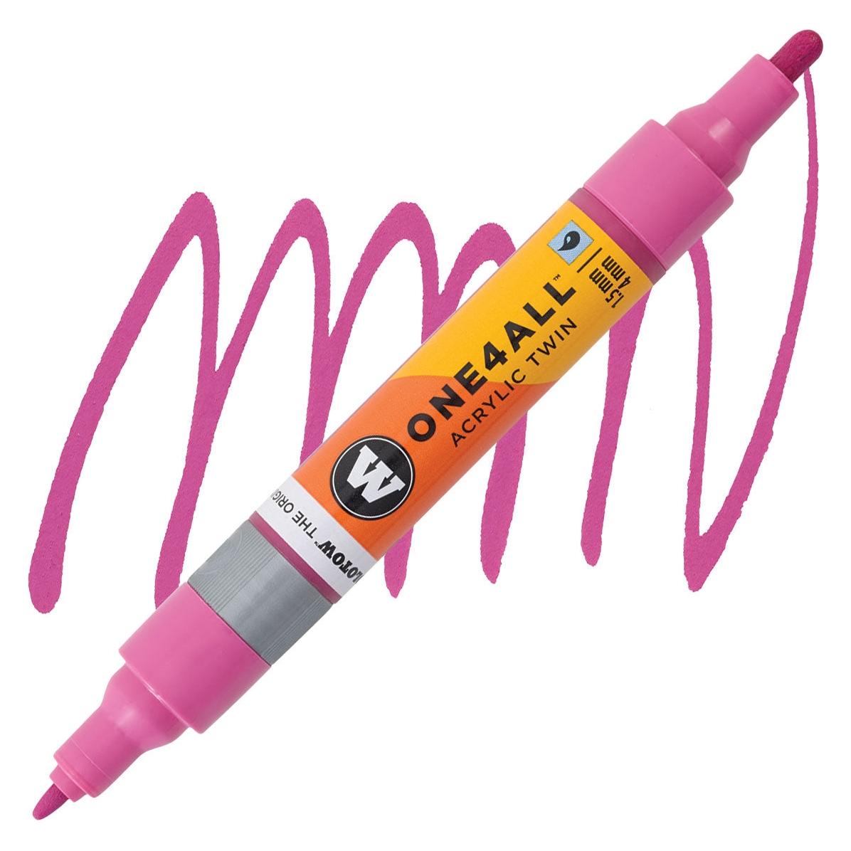 Molotow Marqueur pour Maquettes - One4All Twin - Acrylique Magenta - 1,5/4mm - -232 - 14 cm (1x) (MO227438)