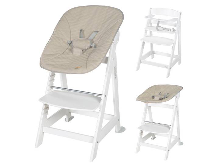 Roba Babyhochstuhl Born Up Luxe mit Neugeborenenaufsatz Weiß, Weiß, Beige, Textil, 46x94x66.5 cm, Baby- und Kindermöbel, Babyzimmer, Hochstuhl