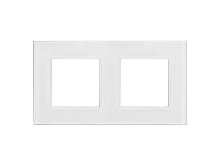Maclean MCE729B 2-weg glazen framepaneel 157 x 86 mm voor stopcontact Modulaire wandcontactdoos Inbouwdoos Inbouwmontage Zwart (Wit)