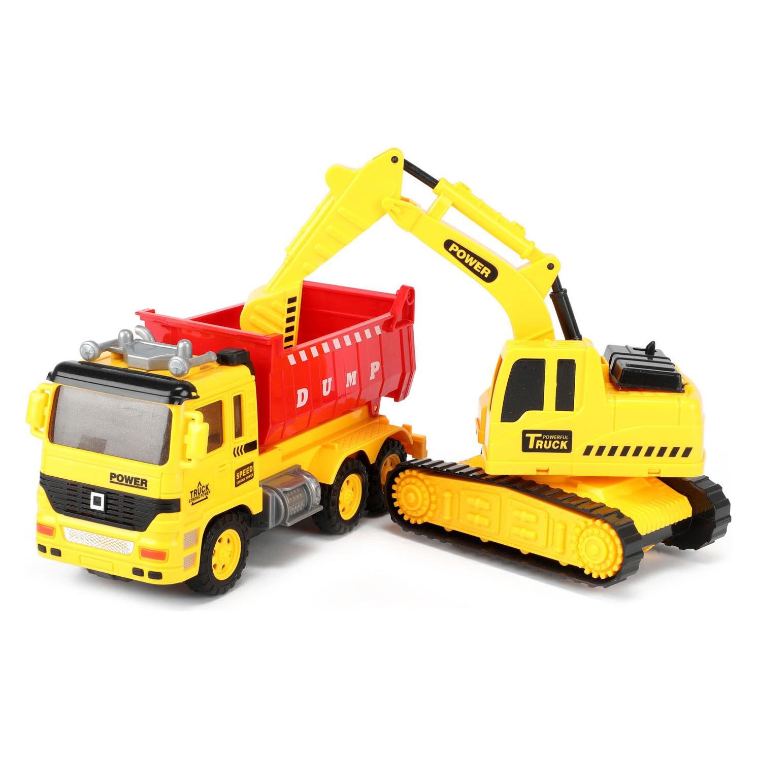 Toi-Toys PKW & LKW Muldenkipper mit Bagger (24069A)