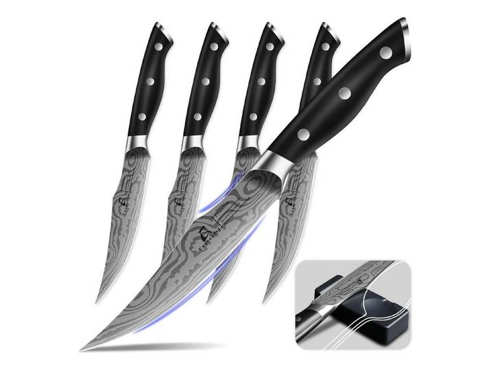 LuxusKollektion Steakmesser Steakmesser Set 4-tlg. Schwarz Ergonomisch
