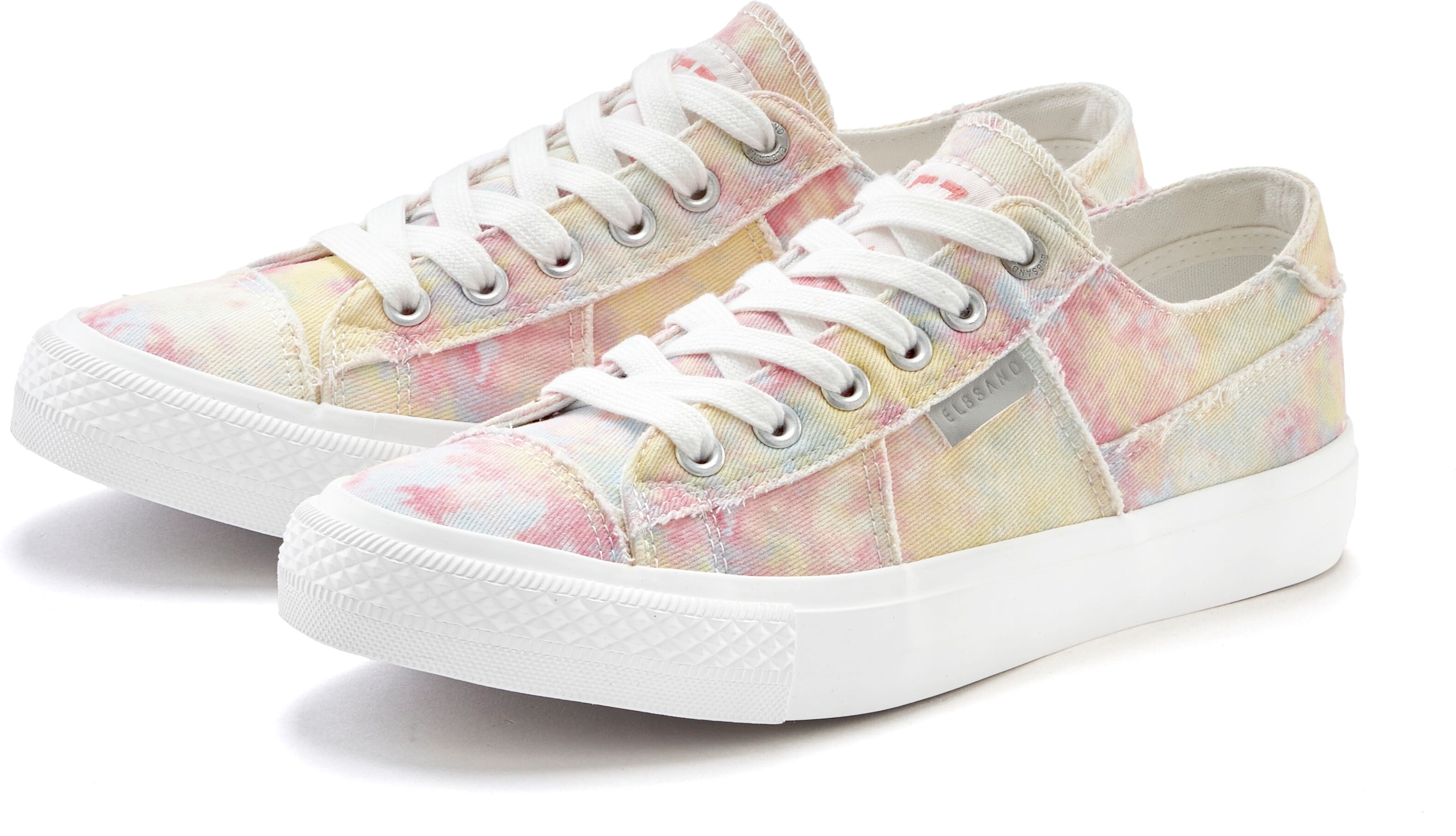 Sneaker ELBSAND "Schnürschuh, Stoffschuhe, Textilschuhe, Turnschuh, Freizeitschuh", Mädchen, Gr. 45, bunt (batik), Obermaterial: 100% Textilmaterial. Decksohle: 100% Textilmaterial. Futter: 100% Textilmaterial. Laufsohle: 100% Synthetik, used, Schuhe Snea
