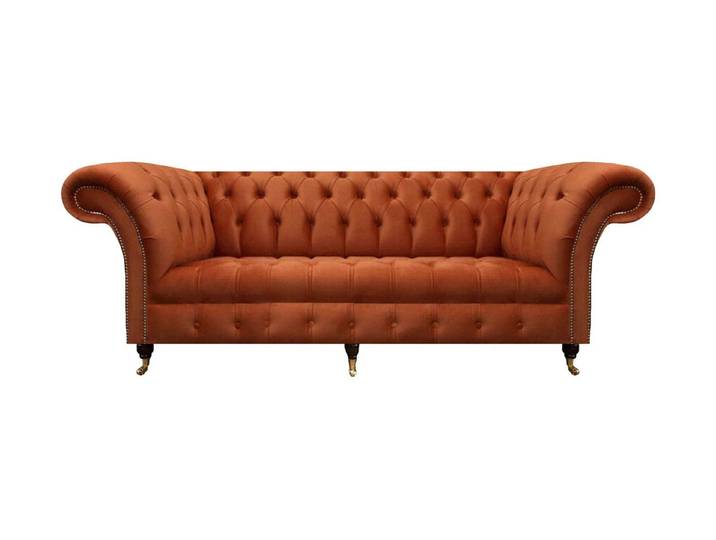 Xlmoebel Chesterfield-Sofa Braunes Chesterfield-Sofa mit eleganten Knopfverzierungen, Sofa 3-Sitzer, Hergestellt in Europa