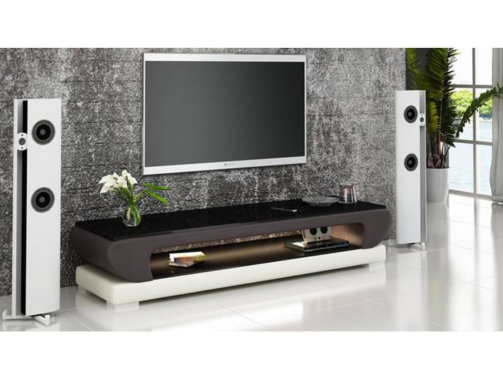 Xlmoebel TV-Board RTV TS1002 TV-Sideboard aus Leder und Glas mit Stauraum (TV-Board), Hergestellt in Europa