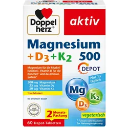Doppelherz Magnesium 500 + D3 + K2Depot 60 St
