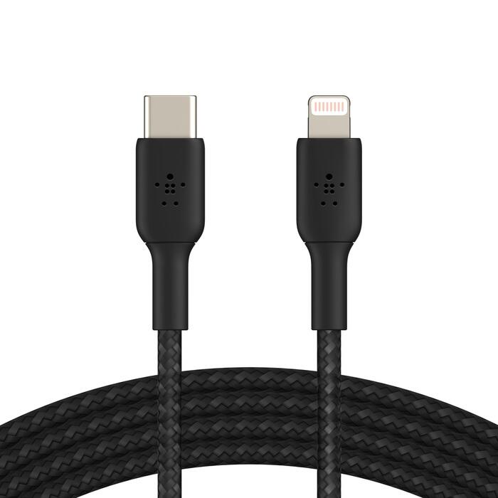Belkin BoostCharge geflochtenes 1 m USB-C/Lighting Kabel, schwarz CAA004BT1MBK