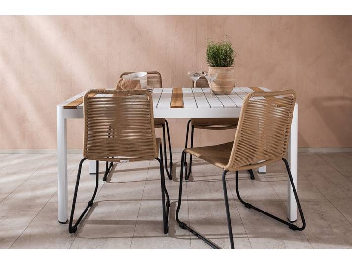 Garten Essgruppe Sarova – 5-teiliges Set in Weiß-Braun - Weiß-Braun - Luxusbetten24