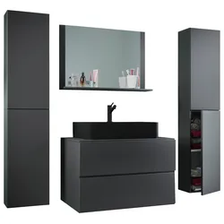 Badezimmer Lendas 5-tlg. Anthrazit/Schwarz