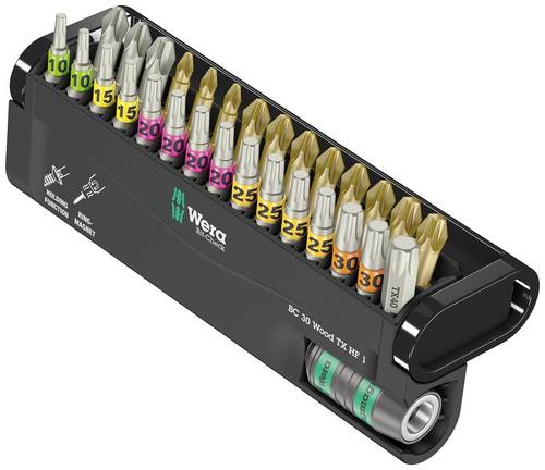 Wera Bit-Check 30 Wood TX HF 1 05057436001 Bit-Set 30teilig TORX, Kreuzschlitz Phillips, Kreuzschlitz Pozidriv