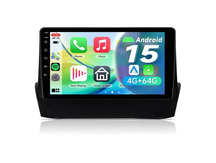 A-Sure 9 DAB Android 15 CarPlay GPS Für Ford Fiesta MK6 2009-2017 Autoradio (Digitalradio (DAB), FM, Carplay Android Auto Bluetooth EQ USB GPS Navi WIFI Touchscreen)