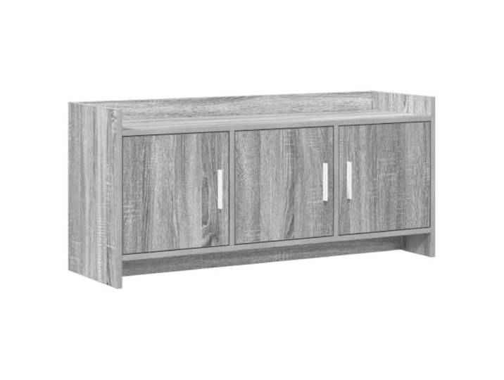 KUPTYERFG TV-Schrank 102x33x47 cm Lowboard Grau Sonoma Holzwerkstoff Stilvolles Lowboard mit 3 Türen und Metallgriffen für Wohnzimmer und Schlafzimmer, bietet strukturierten Stauraum.
