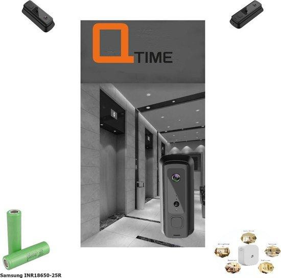 Q-time Slimme draadloze bewakingscamera met Ultra HD 1080P en deurbel, inclusief 2 batterijen