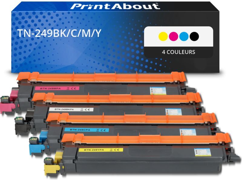 PrintAbout Toner compatible Brother TN-249BK/C/M/Y - 4 couleurs - Multipack 4 couleurs