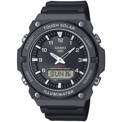 Solaruhr, schwarz (schwarz, schwarz), CASIO TIMELESS COLLECTION, Armbanduhren, Herren, anthrazit, Armbanduhr, Herrenuhr, analog, digital, automatischer Kalender