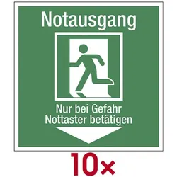 LimarLite Rettungszeichen »Notausgang - Nur bei Gefahr Nottaster betätigen« 15 x 15 cm Fol, 15x15 cm