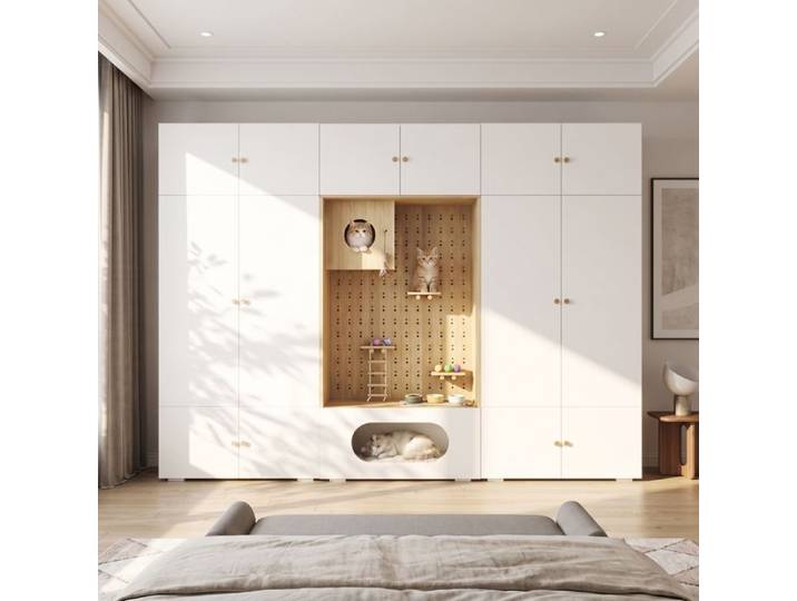 Armoire de Chambre-Armoire à 14 Portes -Armoire de garde-robe-Armoire pour animaux de compagnie-Tringles - Étagères de rangement