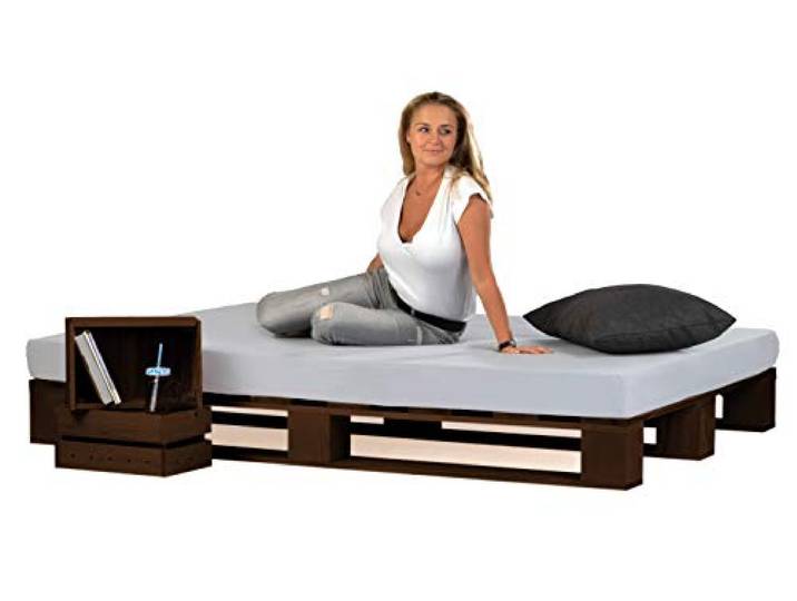 sunnypillow Paletten Bett aus Holz Holz Bett 160x200cm Palisander Massivholz Bett Bett aus Paletten Fichte europalette Palisander Loft 80 90 100 120 140 160 180 200 220 240x200cm