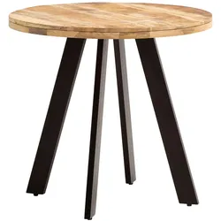 ESSZIMMERTISCH – Rund Mango Massivholz 80x80x75 cm Metallbeine Modern