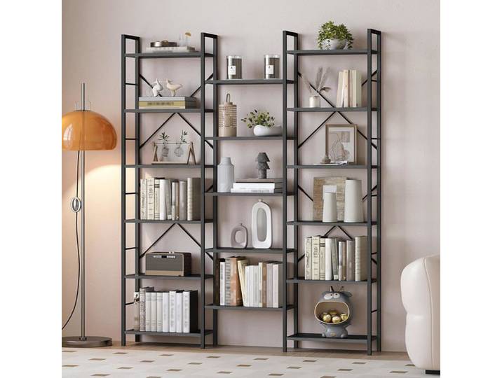 Bibliothèque Étagère ebout avec 17 Étagères Espacement Réglable la Chambre à Coucher Le Bureau à Domicile Noir