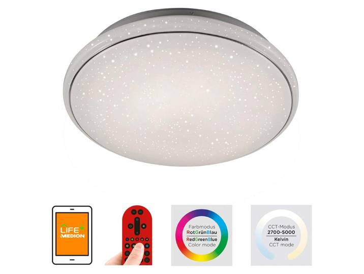 LeuchtenDirekt LED Smart Deckenleuchte Lola Jupi Ø59cm 40W 1750lm RGB + CCT Sternenhimmel Fernbedienung App Google Alexa