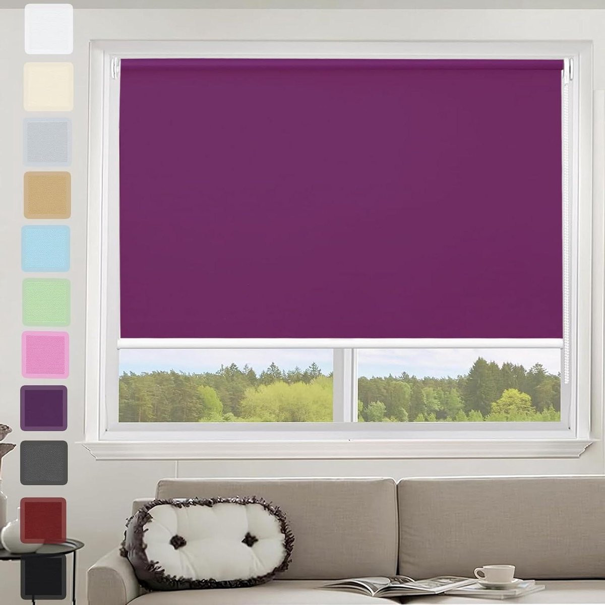 Easyfix Rolgordijn 100% verduisterend Purper B: 100 cm, H: 190 cm