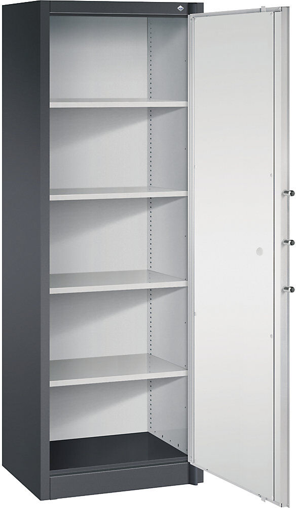Feuerschutzschrank Certos, Höhe 1950 mm, gemäß DIN 4102, B 646 mm, schwarzgrau/lichtgrau C+P
