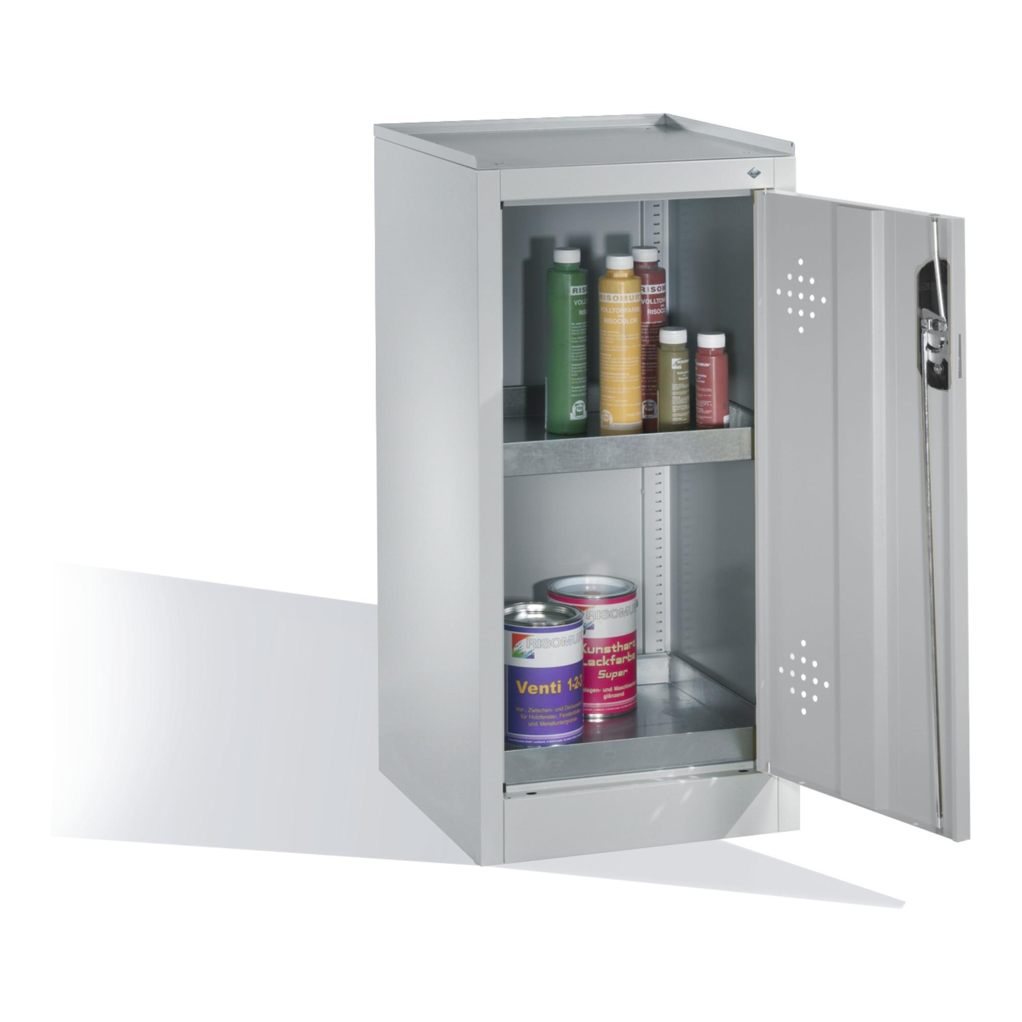 C+P Umwelt-Beistellschrank mit Drehtür, 2 Wannenböden, H1020xB500xT500mm Front Lichtgrau Korpus Lichtgrau ; C + P Möbelsysteme (8721-315|S10141)