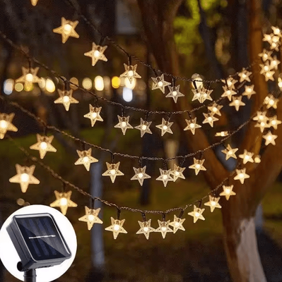 Inspire Curations Solar LED Star String Lights Waterproof Outdoor Fairy Lights warm 12m 100led