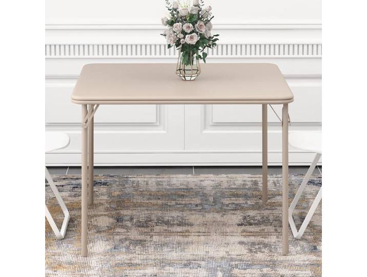 Table pliable portable peu encombrante polyvalente salon chambre cuisine beige 96×96×70 cm